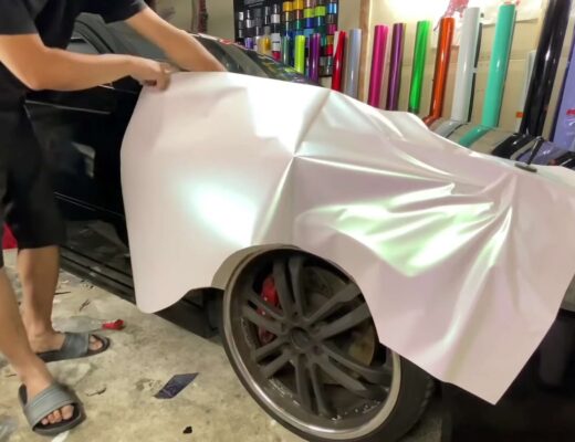 Process of wrapping car